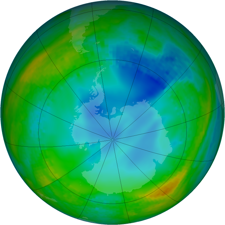 Antarctic ozone map for 18 July 2003